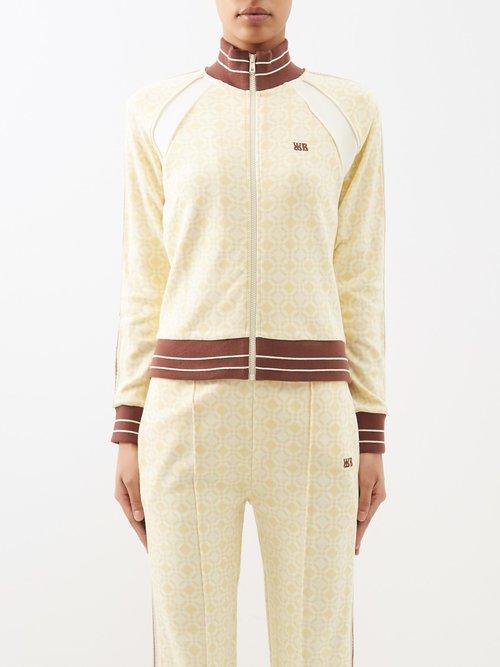 Wales Bonner - Shine Organic-cotton Jacquard Track Jacket - Womens - Pale Yellow