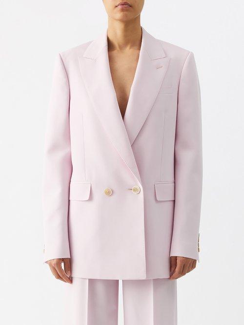 Alexander Mcqueen - Double-breasted Crepe Suit Jacket - Womens - Pale Pink