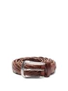 Mens Accessories Brunello Cucinelli - Woven Leather Belt - Mens - Brown