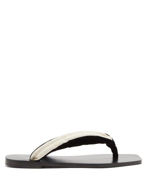 Matchesfashion.com The Row - Swan Velvet Square-toe Sandals - Womens - Black