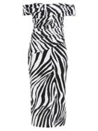 Matchesfashion.com Halpern - Off-the-shoulder Zebra-print Jersey Dress - Womens - Black White