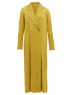 Matchesfashion.com Pleats Please Issey Miyake - Double Breasted Pliss Coat - Womens - Dark Yellow