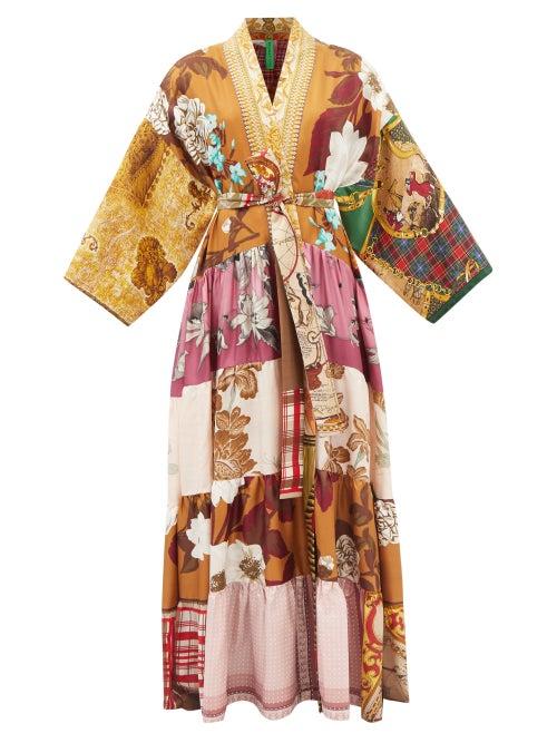 Rianna + Nina - Patchworked Vintage-silk Wrap Coat - Womens - Multi