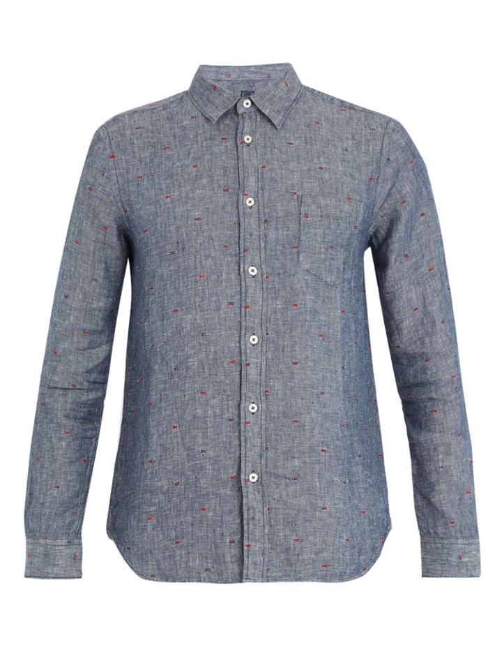 120 Lino Point-collar Fil Coup Linen Shirt