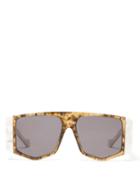 Matchesfashion.com Loewe - Logo Print Hexagon Acetate Sunglasses - Womens - White