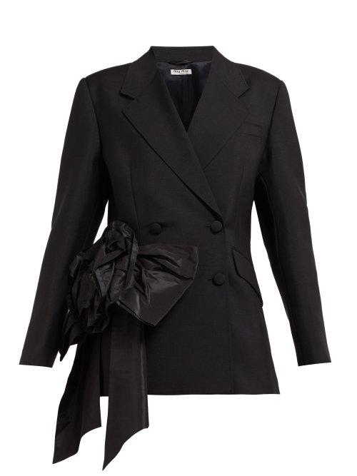 Matchesfashion.com Miu Miu - Floral Organza Mohair And Wool Blend Blazer - Womens - Black