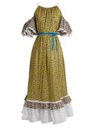 Anna October Contrast-print Ruffled-hem Cotton Dress