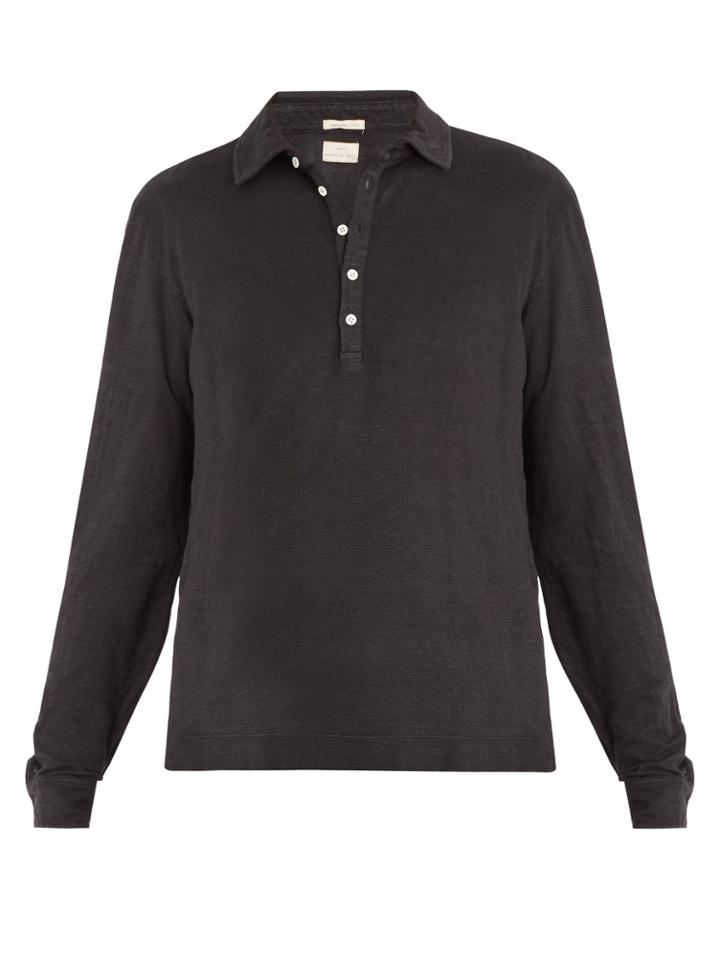 Massimo Alba Long-sleeved Linen Polo Shirt