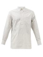 Paul Smith - Striped Half-button Cotton Shirt - Mens - Light Blue