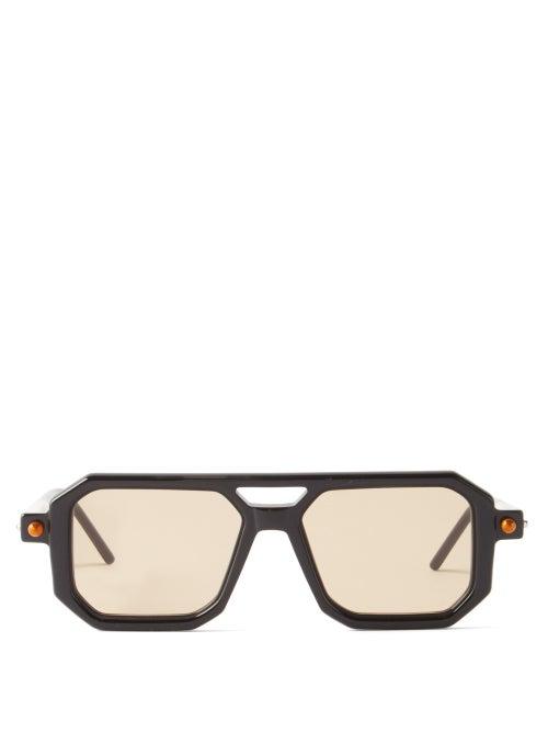 Kuboraum - P8 Aviator Acetate Sunglasses - Mens - Black Multi
