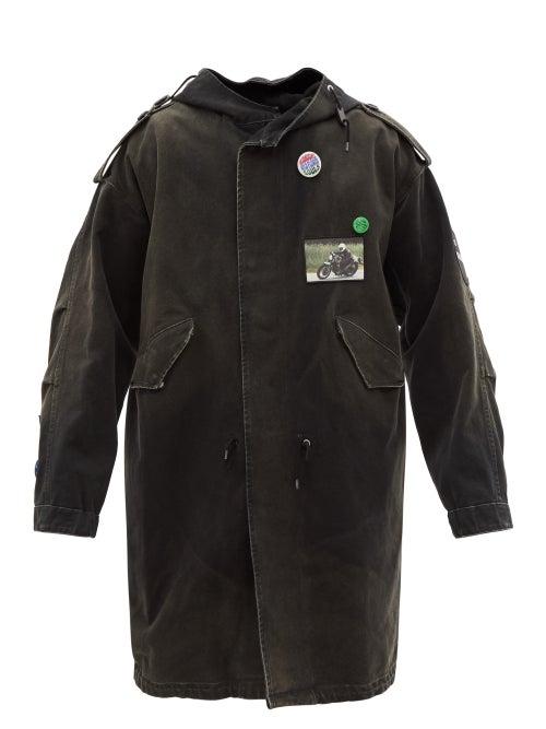 Mens Rtw Raf Simons - Appliqu Denim Parka - Mens - Black