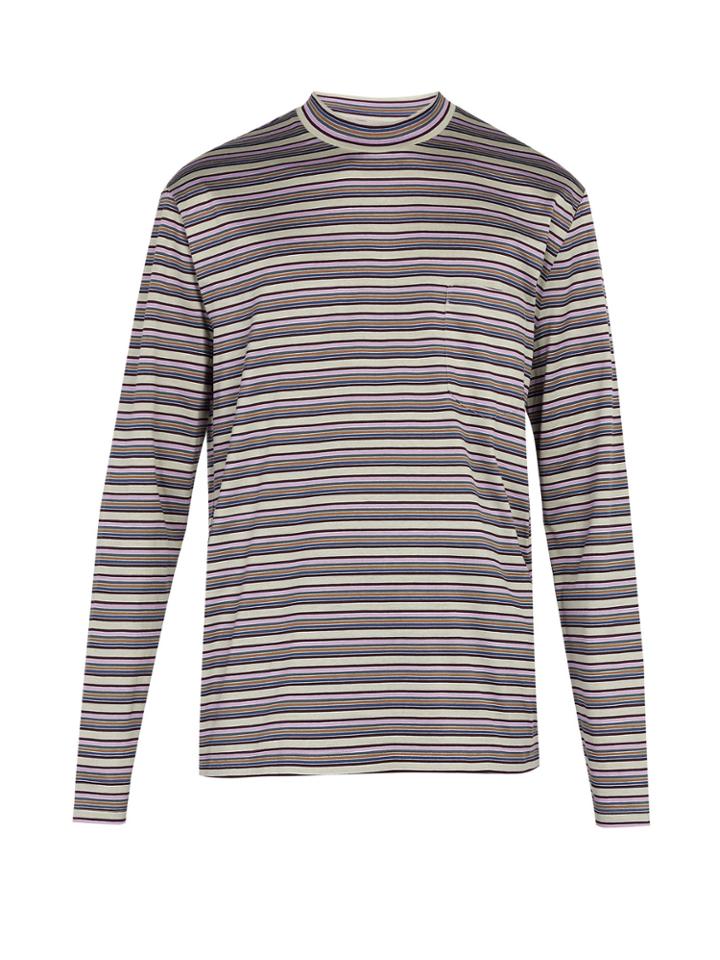 Lanvin Striped Long-sleeved Cotton T-shirt
