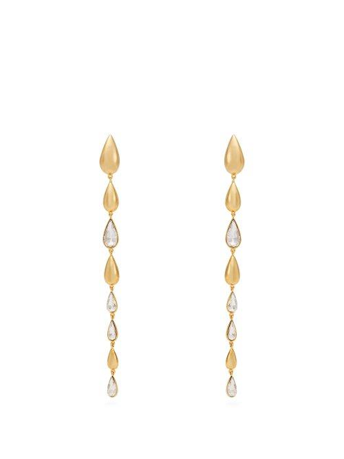 Matchesfashion.com Ryan Storer - Tears Crystal Embellished Earrings - Womens - Gold