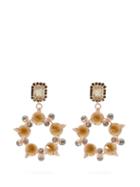 Matchesfashion.com Erdem - Crystal And Faux Pearl Hoop Drop Earrings - Womens - Grey