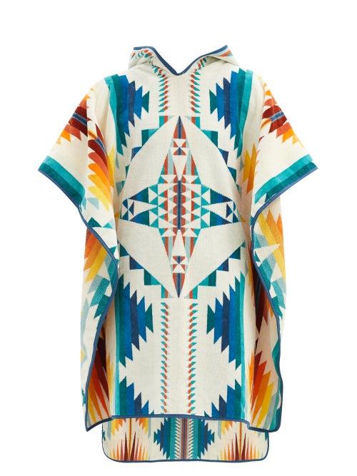 Matchesfashion.com Pendleton - Falcon Cove Cotton-terry Hooded Poncho - Mens - Cream Multi