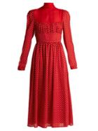 Matchesfashion.com Valentino - Polka Dot Silk Georgette Dress - Womens - Red White