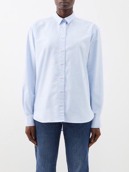 Toteme - Signature Organic-cotton Poplin Shirt - Womens - Light Blue