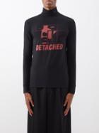 Raf Simons - Detached-print Silk-jersey Roll-neck Sweater - Mens - Black Red