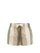 Ladies Beachwear Marrakshi Life - Striped Cotton-canvas Shorts - Womens - Khaki