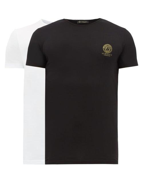 Matchesfashion.com Versace - Pack Of Two Medusa Print Jersey T Shirts - Mens - White Black
