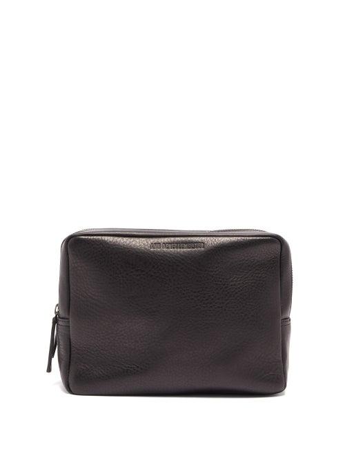 Matchesfashion.com Ann Demeulemeester - Grained Leather Wash Bag - Mens - Black