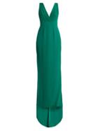 Matchesfashion.com Diane Von Furstenberg - Deep V Neck Silk Cady Gown - Womens - Green