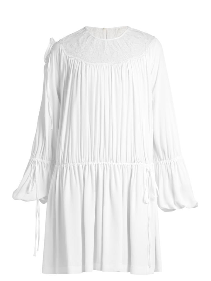 No. 21 Lace-neckline Crepe Dress