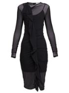 Matchesfashion.com Maison Margiela - Ruffled Mesh Dress - Womens - Black