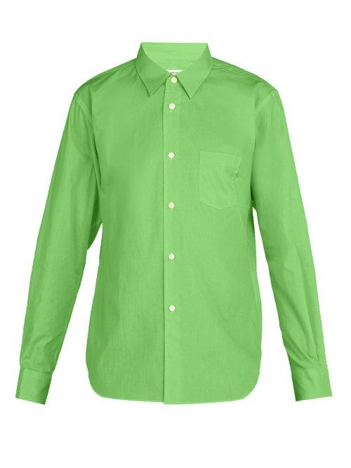 Matchesfashion.com Comme Des Garons Shirt - Logo Embellished Cotton Poplin Shirt - Mens - Green