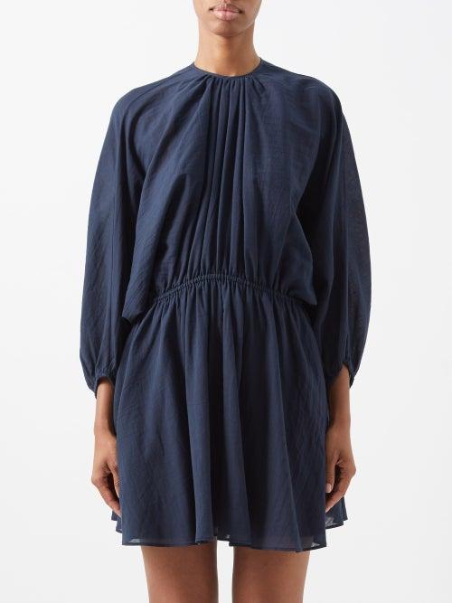 Loup Charmant - Kitta Open-back Organic-cotton Voile Dress - Womens - Navy