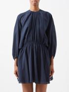 Loup Charmant - Kitta Open-back Organic-cotton Voile Dress - Womens - Navy