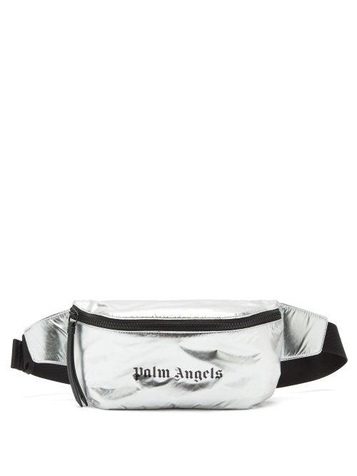 Matchesfashion.com Palm Angels - Logo-print Metallic-shell Belt Bag - Mens - Silver