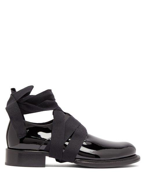 Matchesfashion.com Ann Demeulemeester - Ankle Tie Patent Leather Loafers - Womens - Black
