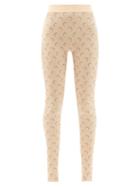 Ladies Rtw Marine Serre - Reflective Moon-print Jersey Stirrup Leggings - Womens - Beige Print
