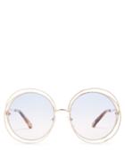 Matchesfashion.com Chlo - Carlina Mini Round Frame Sunglasses - Womens - Pink Multi