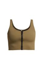 Matchesfashion.com Solid & Striped - The Christie Zipped Bikini Top - Womens - Khaki