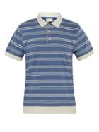 Matchesfashion.com Oliver Spencer - Herrera Striped Cotton Jersey Polo T Shirt - Mens - Blue