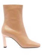 Matchesfashion.com Wandler - Isa Bi Colour Square Toe Leather Boots - Womens - Beige Multi