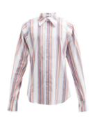 Matchesfashion.com Bianca Saunders - Jacquard-striped Cotton-blend Poplin Shirt - Mens - White Multi