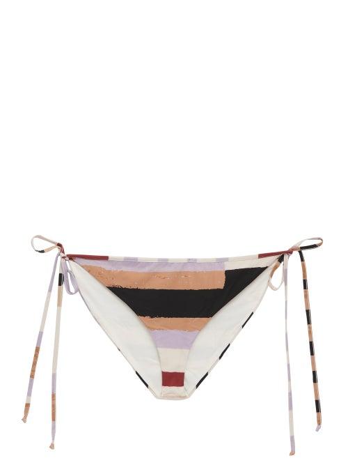 Matchesfashion.com Cala De La Cruz - Manuela Striped Side-tie Bikini Briefs - Womens - Multi