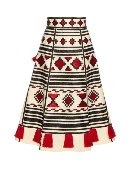 Vita Kin Croatia Embroidered Linen Skirt