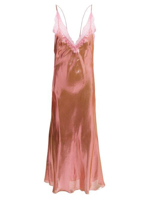Matchesfashion.com Maria Lucia Hohan - Jade Metallic V Neck Dress - Womens - Pink