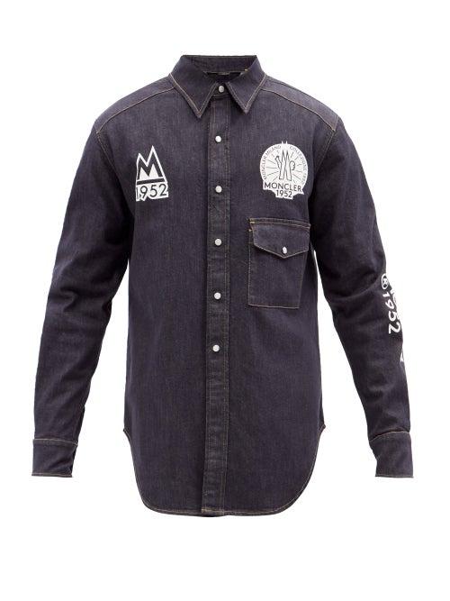 2 Moncler 1952 - Logo-print Denim Shirt - Mens - Navy