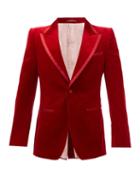 Gucci - Peak-lapel Cotton-blend Velvet Suit Jacket - Mens - Red
