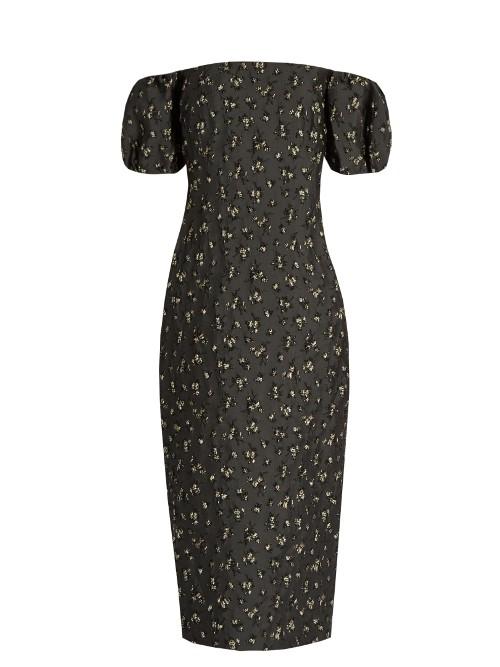 Brock Collection Ditsy Off-the-shoulder Midi Dress
