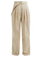 Matchesfashion.com Masscob - Nasua High Rise Pleated Cotton Trousers - Womens - Beige