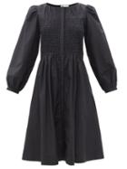 Ladies Beachwear Merlette - Miller Shirred Cotton Midi Dress - Womens - Black