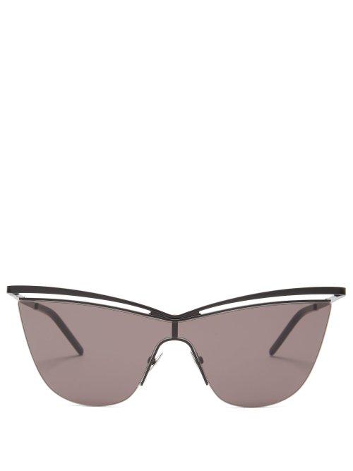 Matchesfashion.com Saint Laurent - Cat Eye Metal Sunglasses - Womens - Black