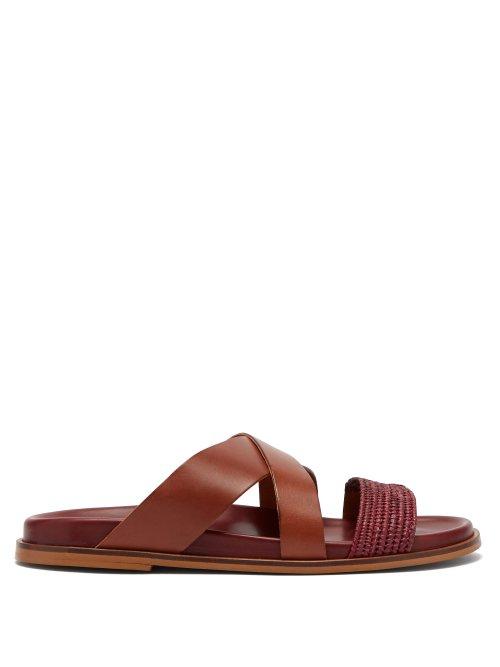 Matchesfashion.com Casablanca 1942 - Yako Raffia And Leather Sandals - Mens - Brown