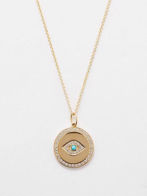 Sydney Evan - Evil Eye Diamond & 14kt Gold Necklace - Womens - Gold Multi